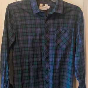 Topman UK Green & Blue Plaid Men’s Button Down